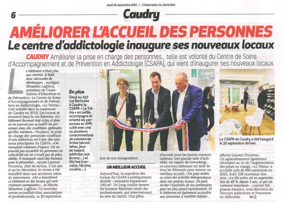 Inauguration du nouveau CSAPA de Caudry